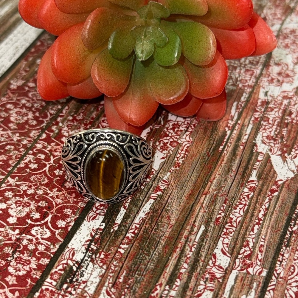 Silver Tiger Eye Silver Ring - image 1